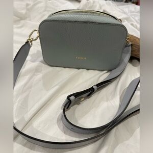 Furla Primula Mini Leather Shoulder Bag Powder Blue